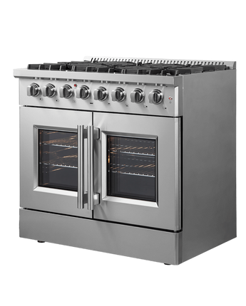 FORNO Galiano Cuisinière biénergie autoportante à porte française de 36 po
