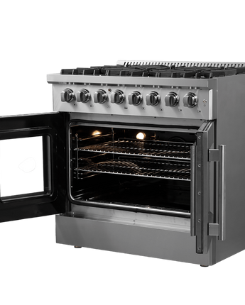 FORNO Galiano Cuisinière biénergie autoportante à porte française de 36 po