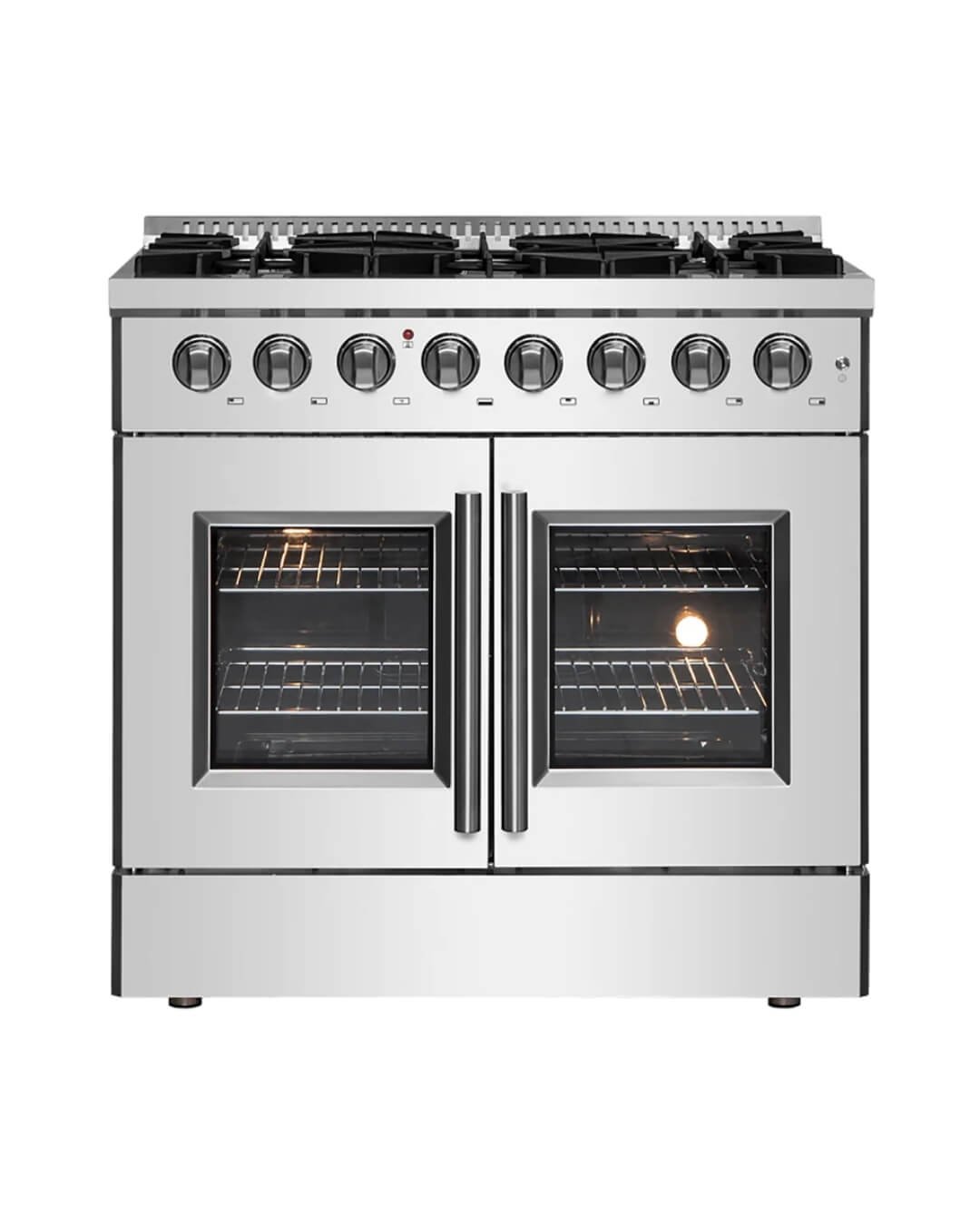 FORNO Galiano Cuisinière biénergie autoportante à porte française de 36 po