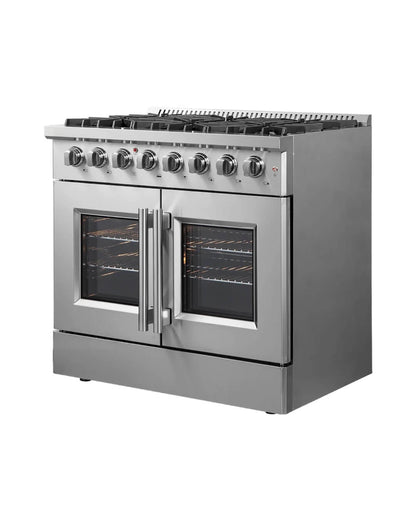 FORNO Galiano Cuisinière biénergie autoportante à porte française de 36 po