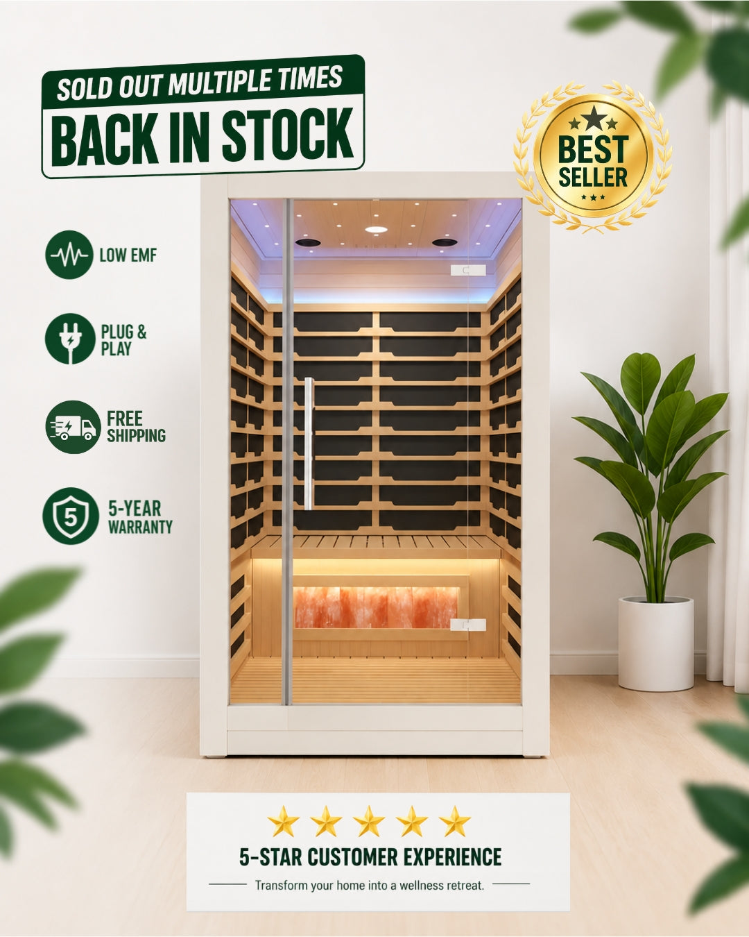 Sauna intérieur infrarouge blanc iComfort IC43-1860-BLANC pour 2 personnes *PRÉCOMMANDE POUR JUILLET 2026