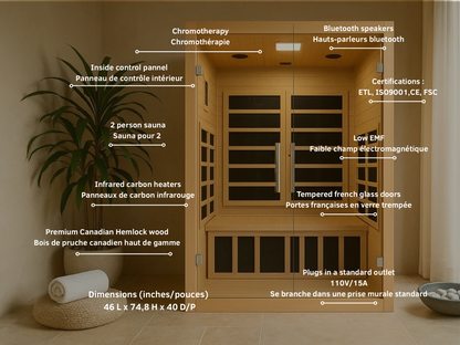 Westinghouse 2 person Infrared Sauna WES43-1800