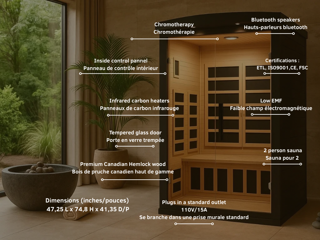 iComfort 2 person Infrared Sauna IC43-1830 BLK