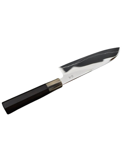 Japanese knive Hitohira Kikuchiyo Rou Full Mirror Polish Santoku Ebony