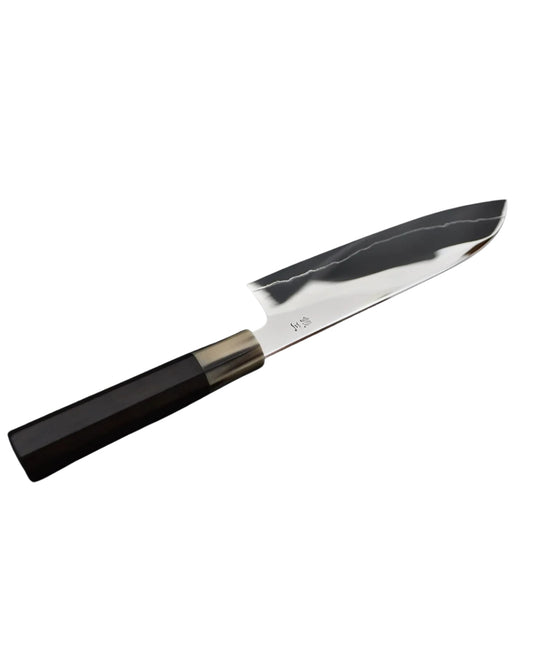 Japanese knive Hitohira Kikuchiyo Rou Full Mirror Polish Santoku Ebony
