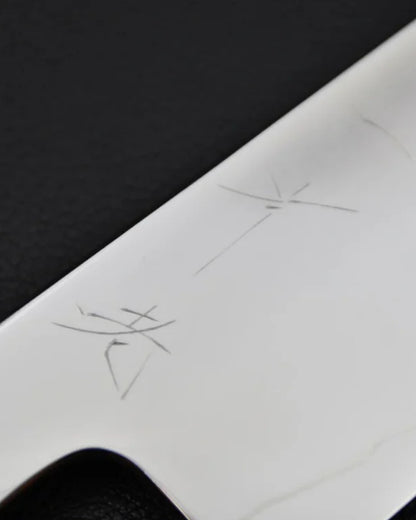 Japanese knive Hitohira Kikuchiyo Rou Full Mirror Polish Santoku Ebony