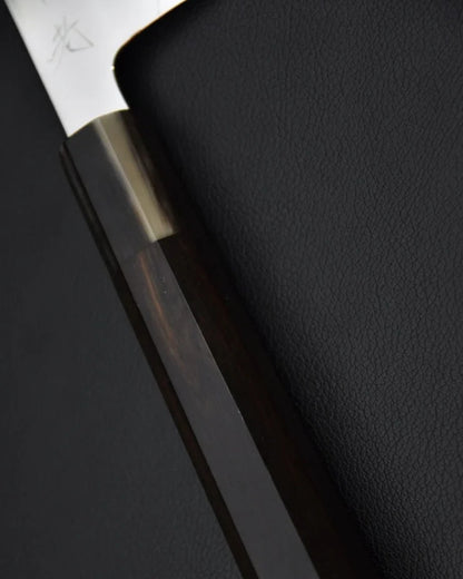 Japanese knive Hitohira Kikuchiyo Rou Full Mirror Polish Santoku Ebony