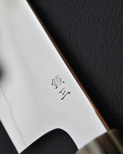 Japanese knive Hitohira Kikuchiyo Rou Full Mirror Polish Santoku Ebony